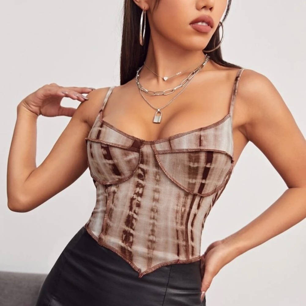 Brown tie dye crop top